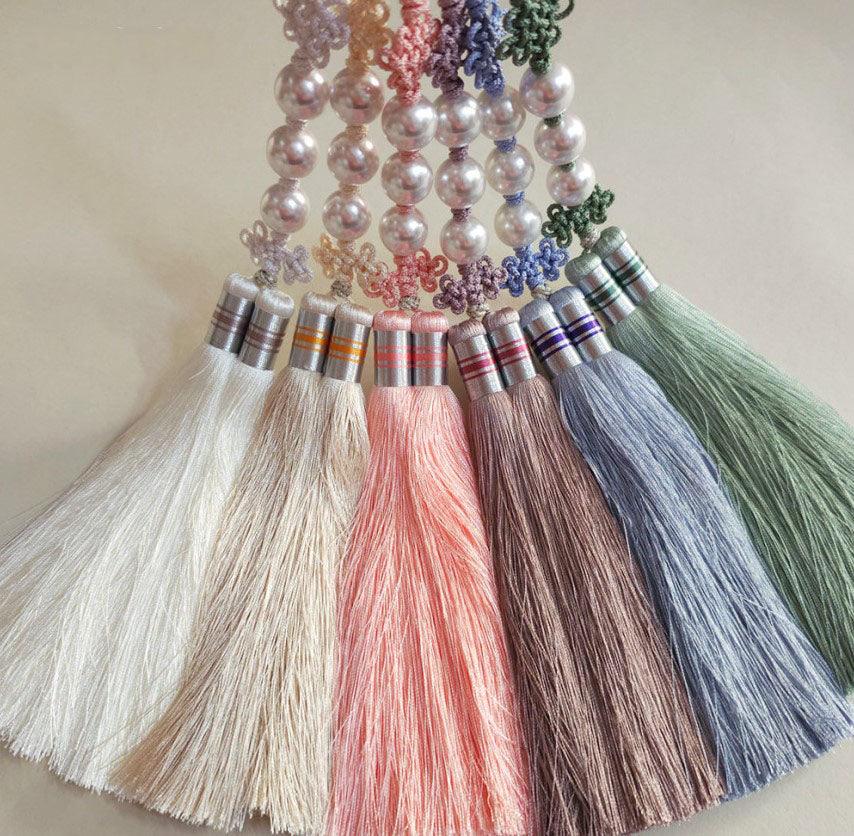 Triple Pearl Long Tassel Norigae - Native Korean