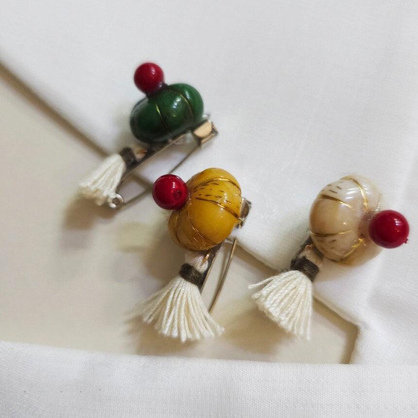 Vivid Mini Pumpkin Brooch - Native Korean