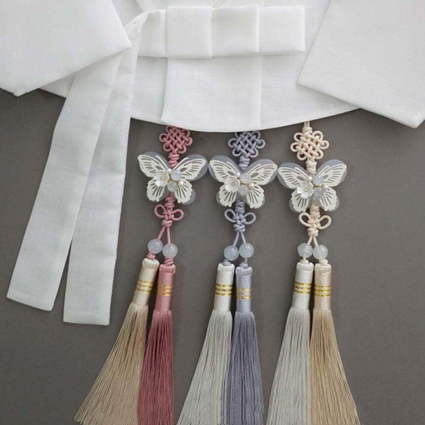 White Butterfly Tassel Norigae - Native Korean