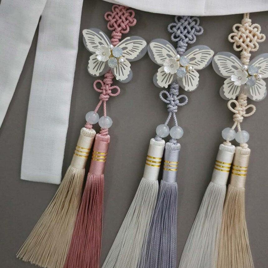 White Butterfly Tassel Norigae - Native Korean