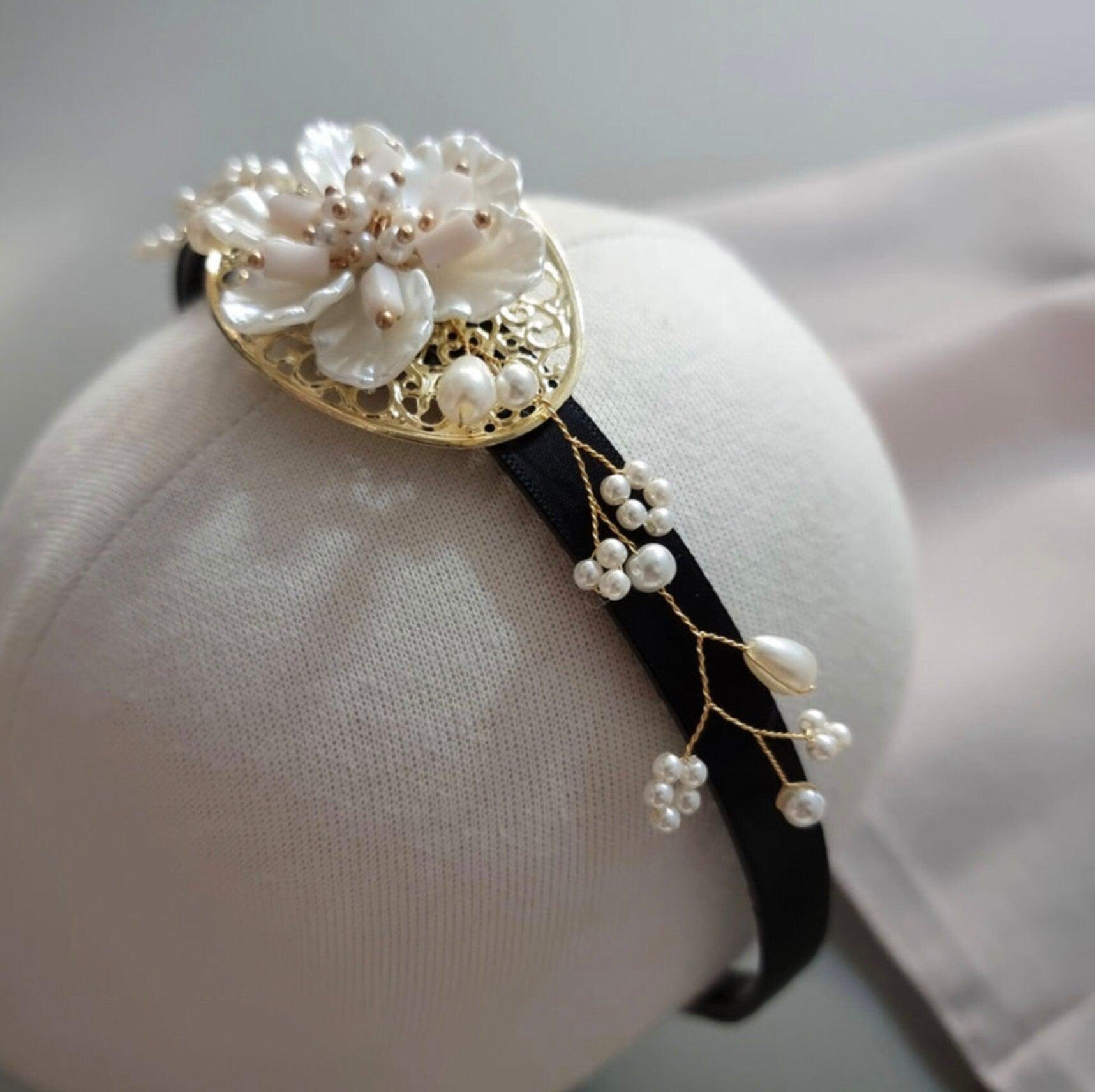 White Flower Headband - Native Korean