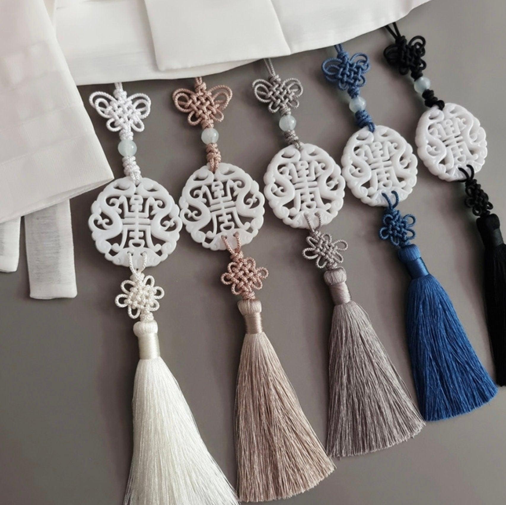 White Jade Tassel Norigae - Native Korean