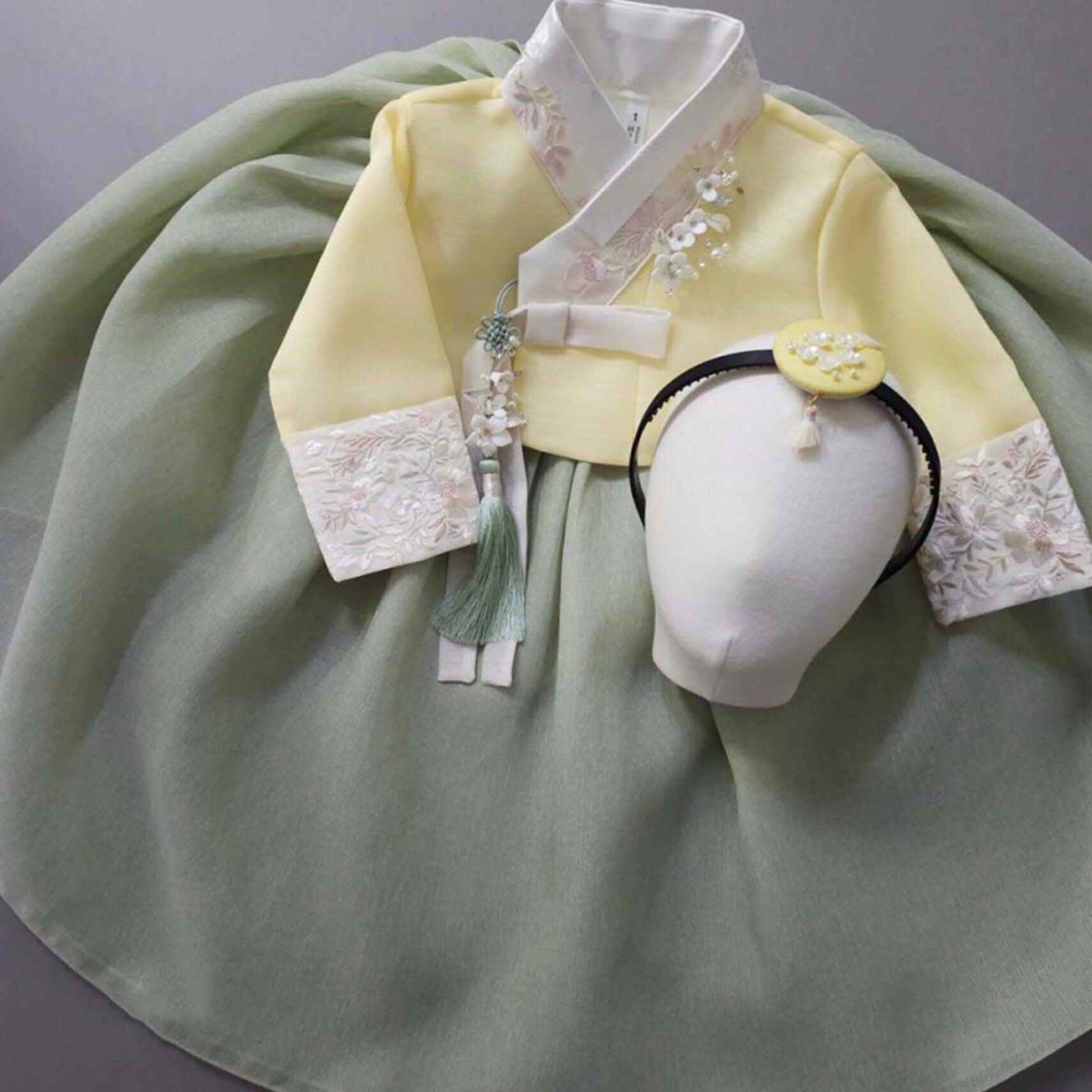 Wohee Yellow Green Girl Hanbok (1-12YR) - Native Korean