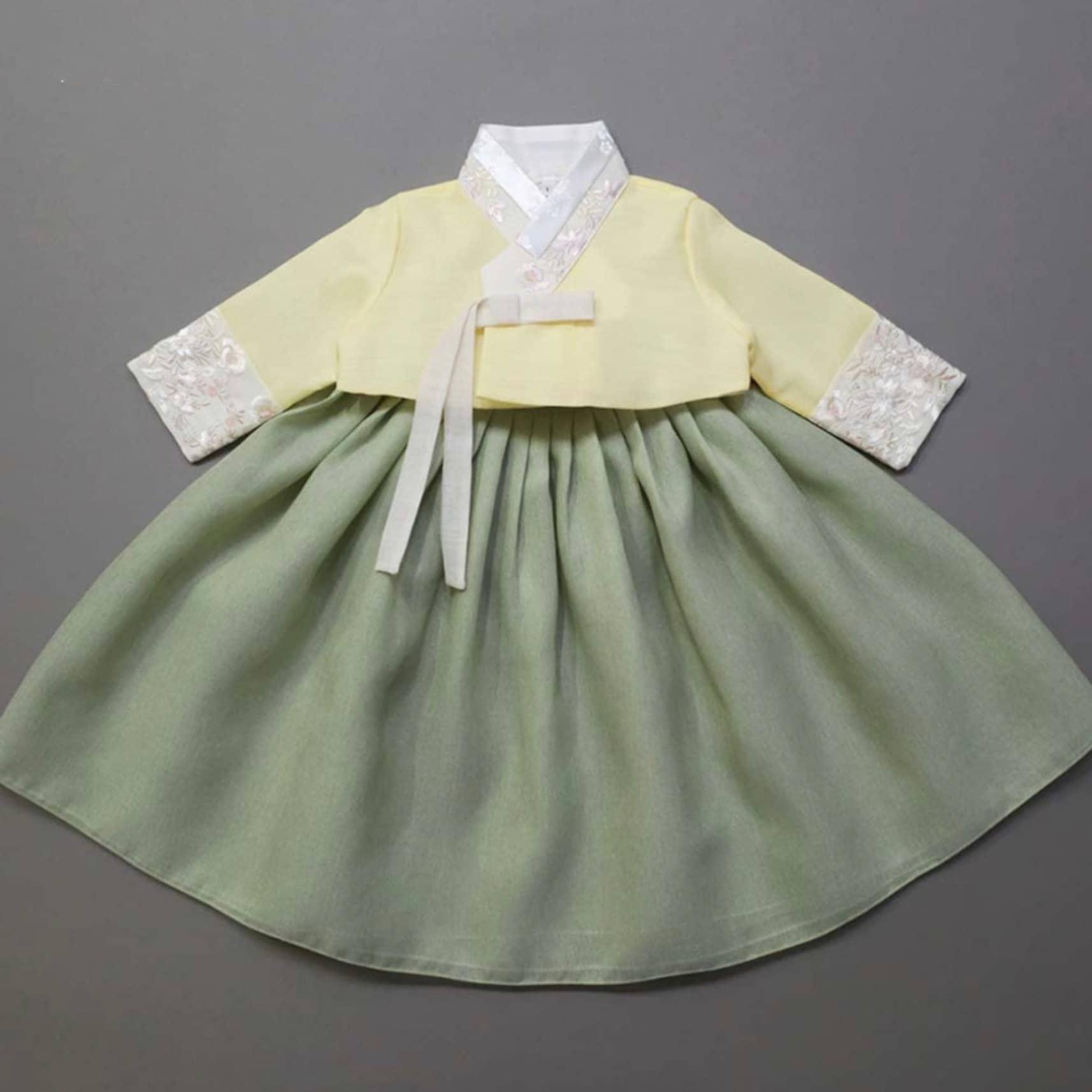 Wohee Yellow Green Girl Hanbok (1-12YR) - Native Korean