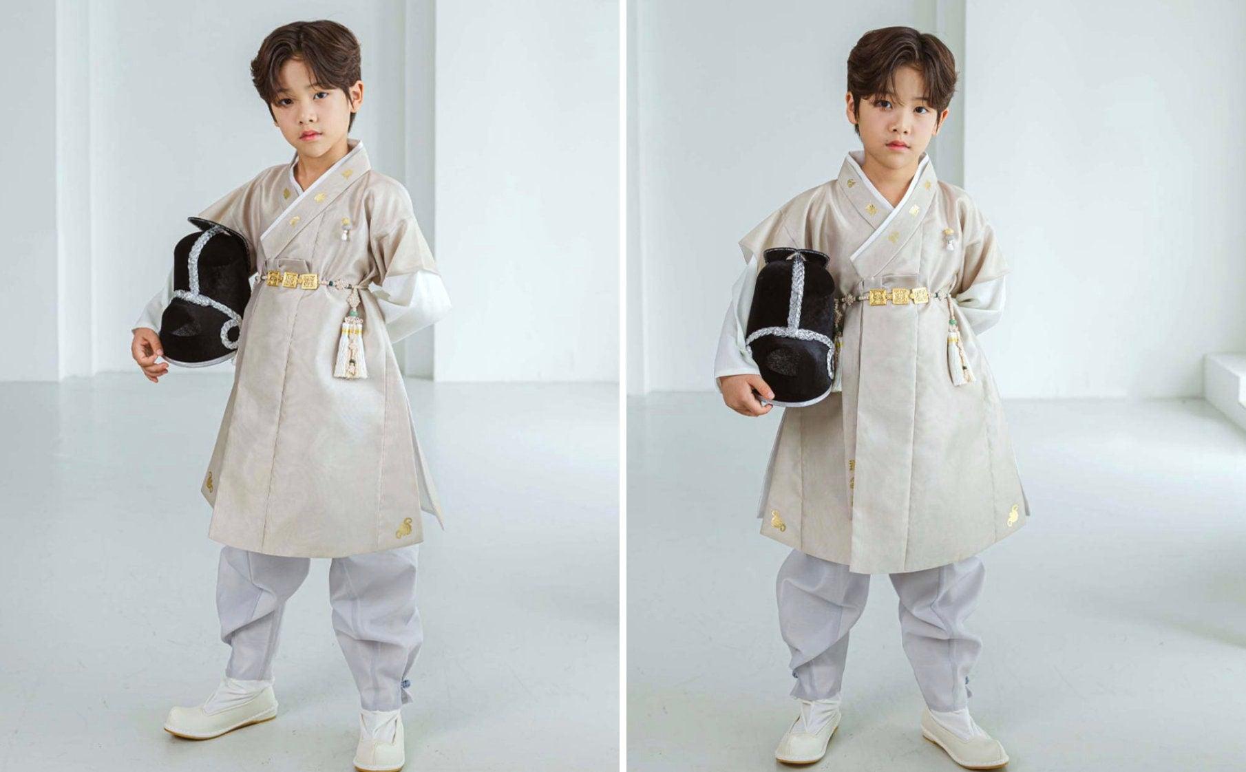 Woo Beige Boy Hanbok (100D-10YR) - Native Korean