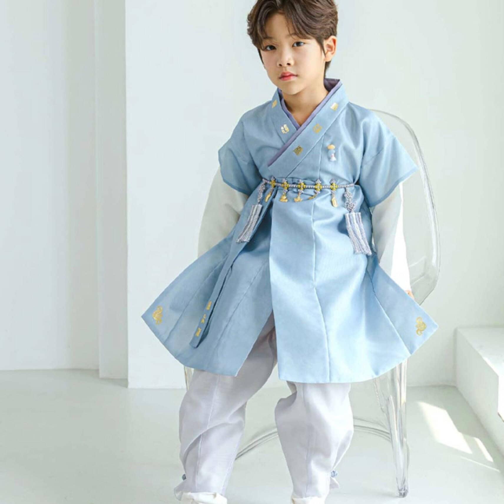 Woo Sky-Blue Boy Hanbok (100D-10YR) - Native Korean