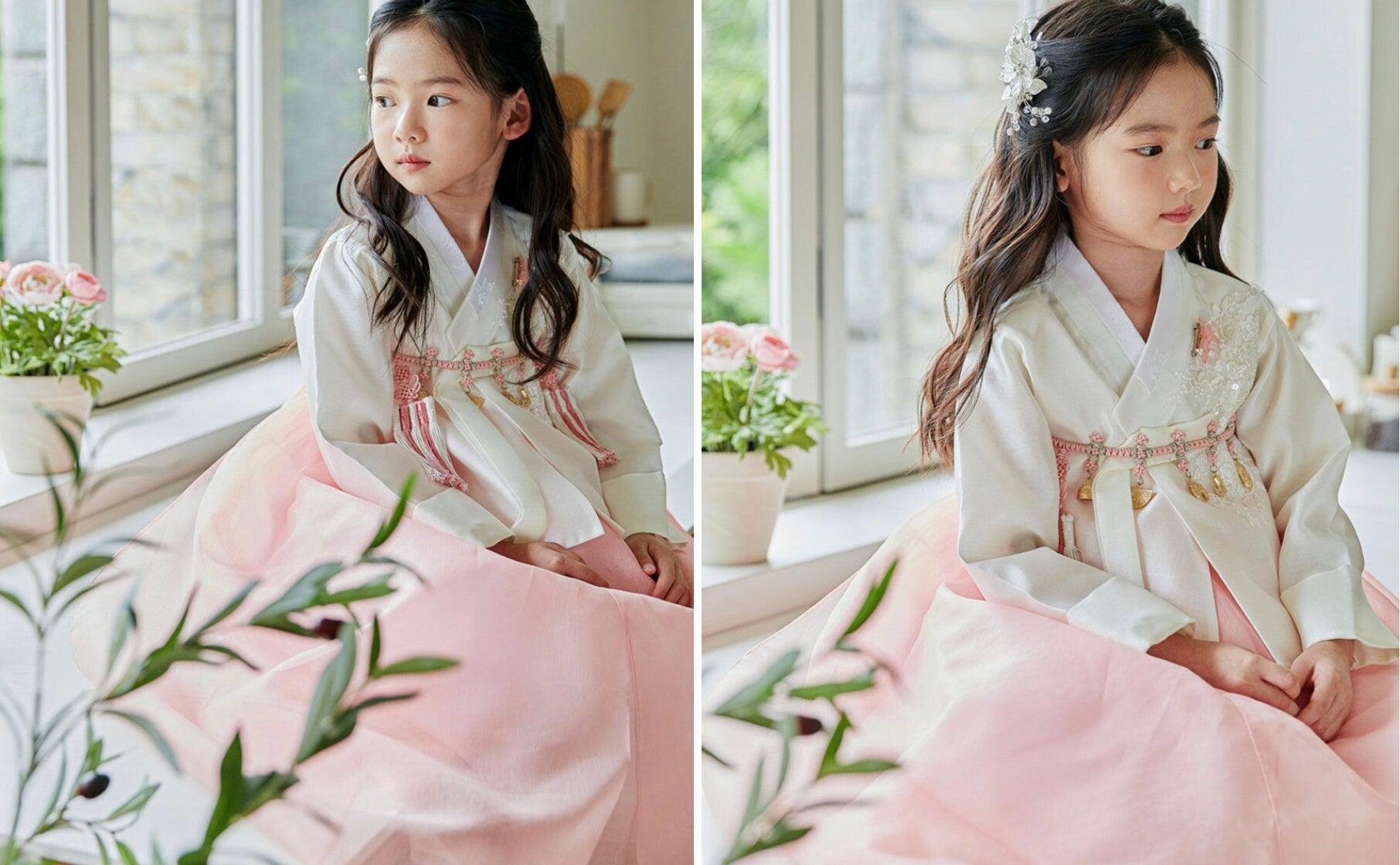 Yeah Peach Dress Girl Hanbok (1-8YR) - Native Korean