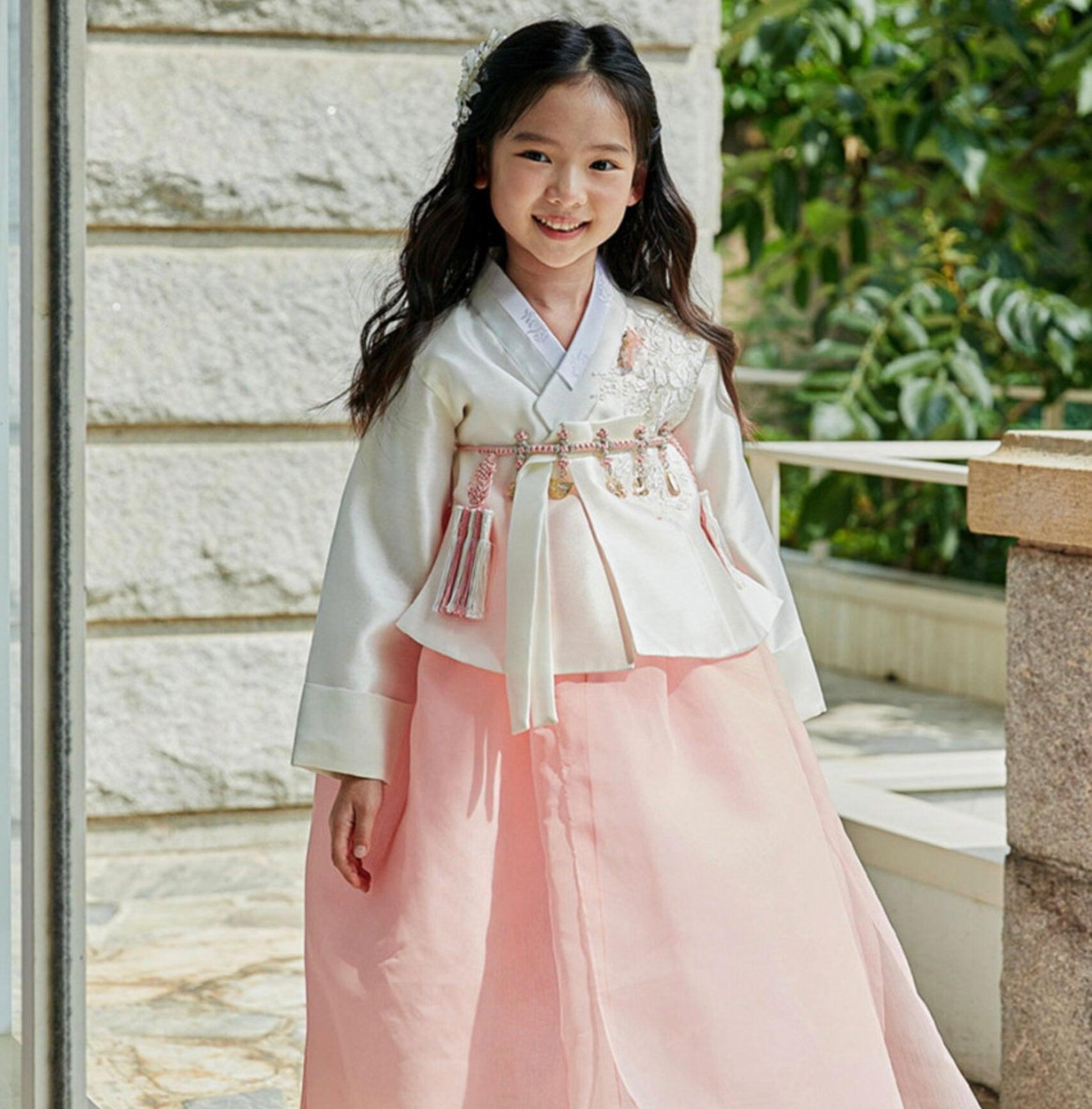 Yeah Peach Dress Girl Hanbok (1-8YR) - Native Korean