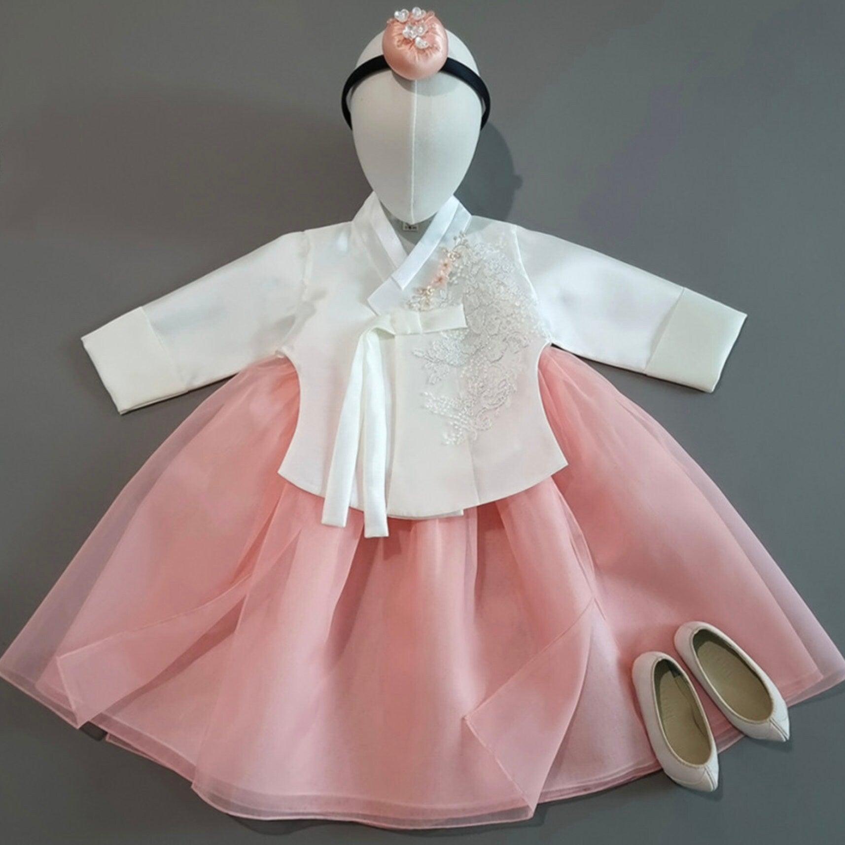 Yeah Peach Dress Girl Hanbok (1-8YR) - Native Korean