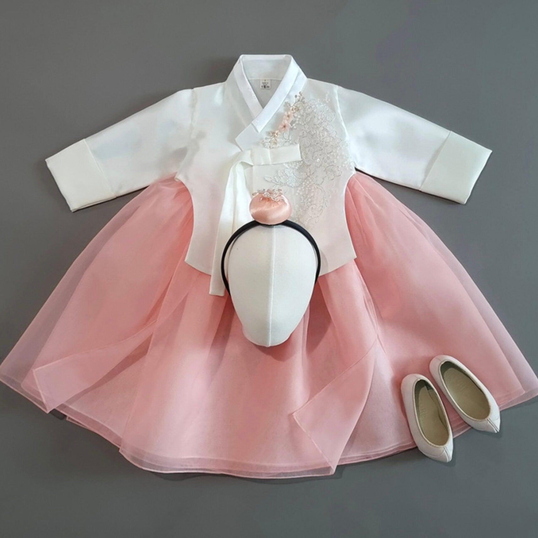 Yeah Peach Dress Girl Hanbok (1-8YR) - Native Korean