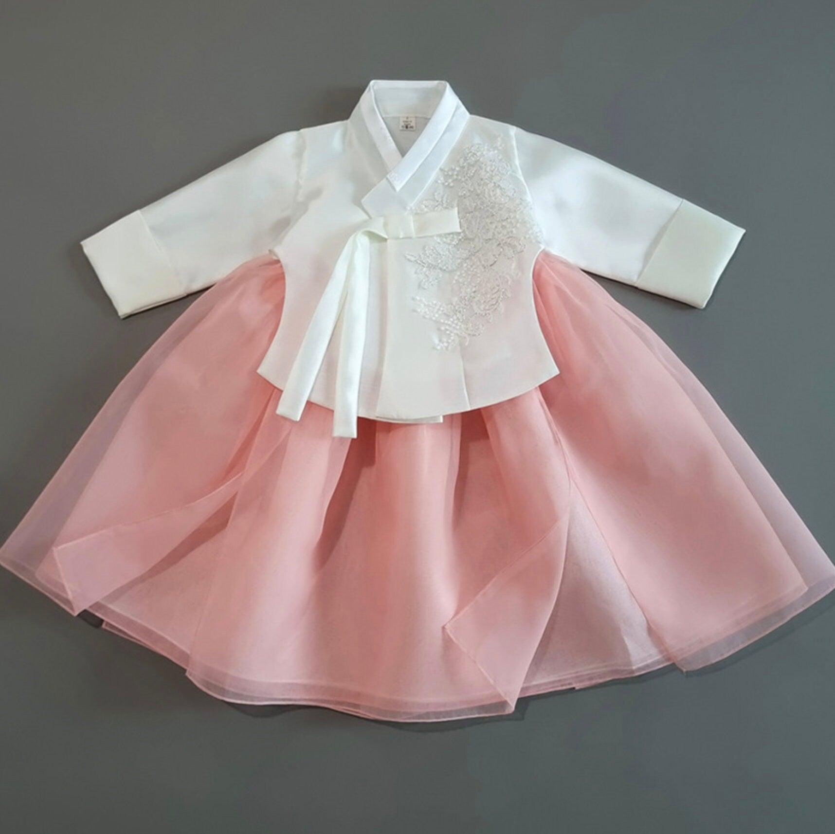 Yeah Peach Dress Girl Hanbok (1-8YR) - Native Korean