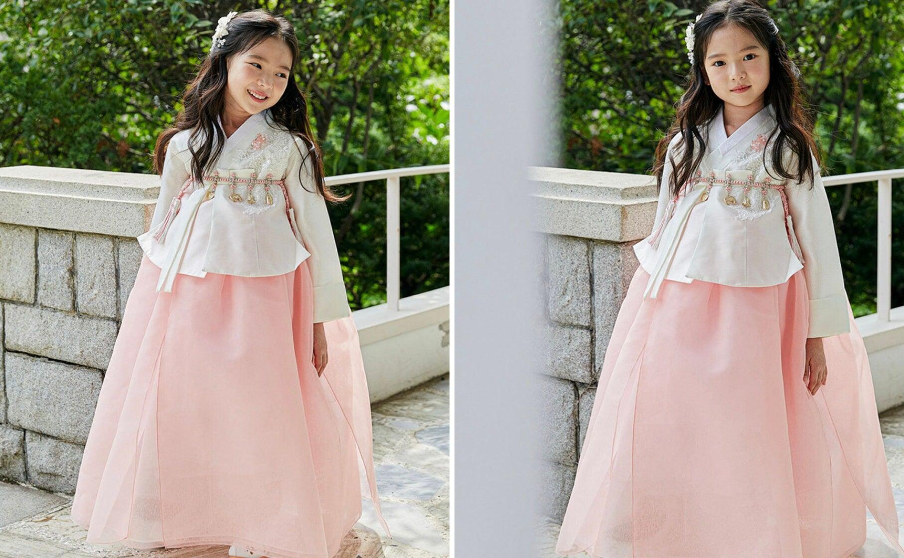 Yeah Peach Dress Girl Hanbok (1-8YR) - Native Korean