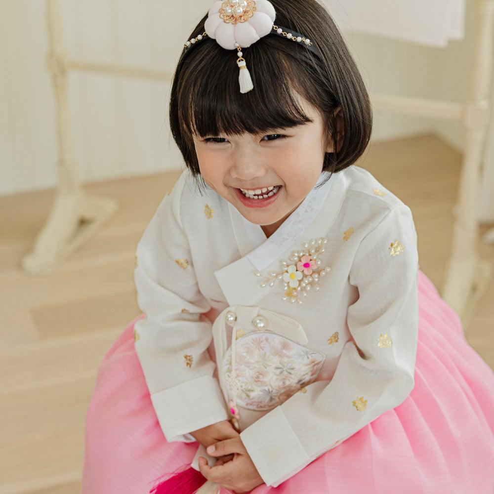 Yebon Gold Foil Pink Girl Hanbok (1-9YR) - Native Korean