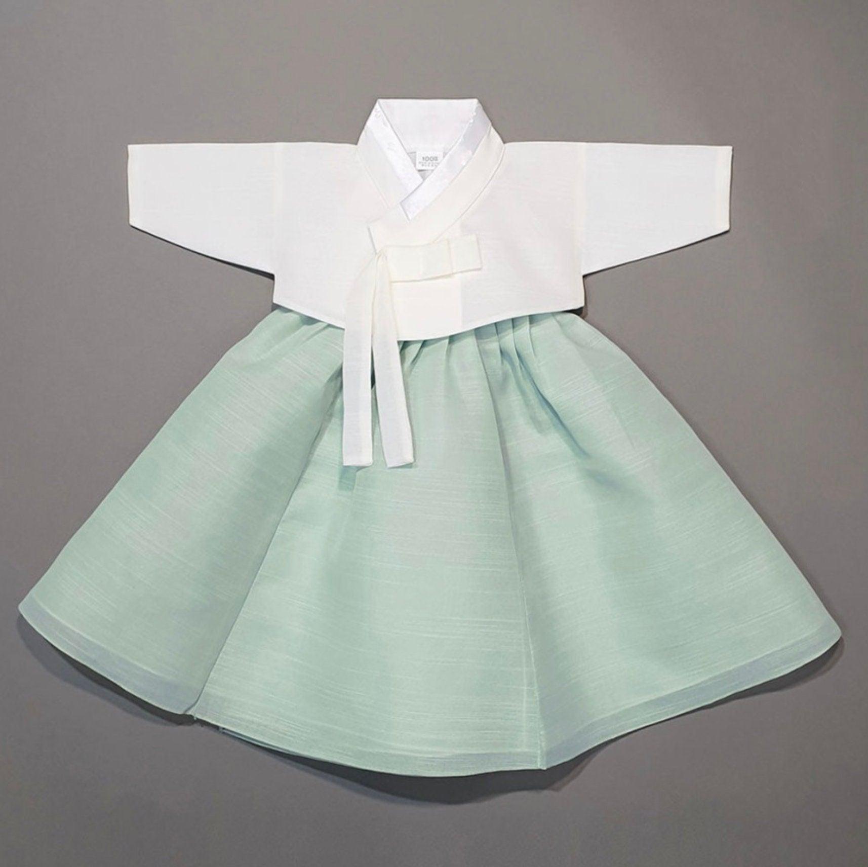 Yedong Solid Mint Girl Hanbok (100D-10YR) - Native Korean