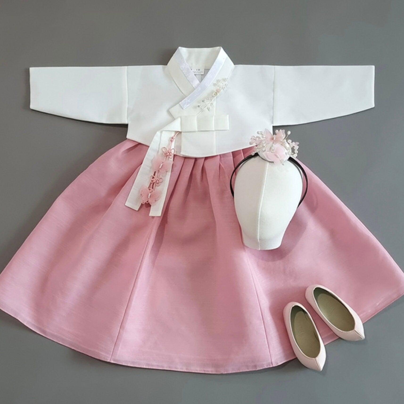 Yedong Solid Pink Girl Hanbok (100D-10YR) - Native Korean