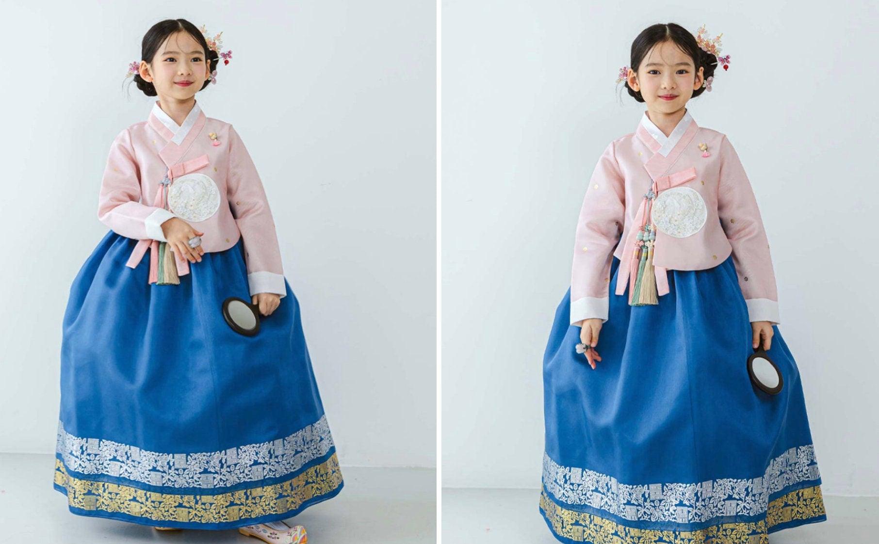 Yeonseo Blue Girl Hanbok (1-9YR) - Native Korean