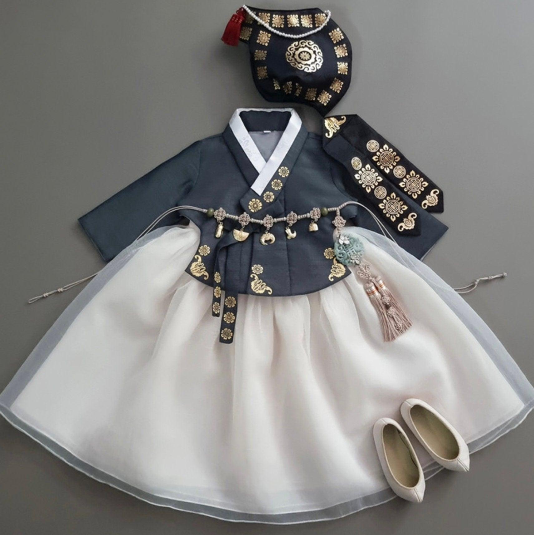 Yoonju Charcoal Green Dress Girl Hanbok (1-10YR) - Native Korean