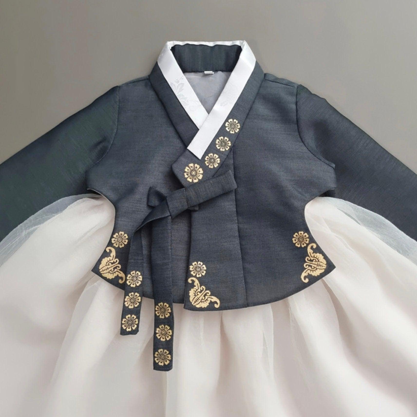 Yoonju Charcoal Green Dress Girl Hanbok (1-10YR) - Native Korean