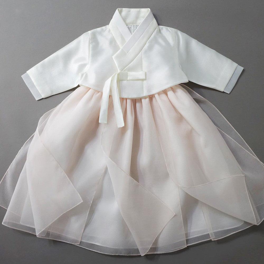Youl Flared Light Pink Girl Hanbok | Elegant Dol Hanbok