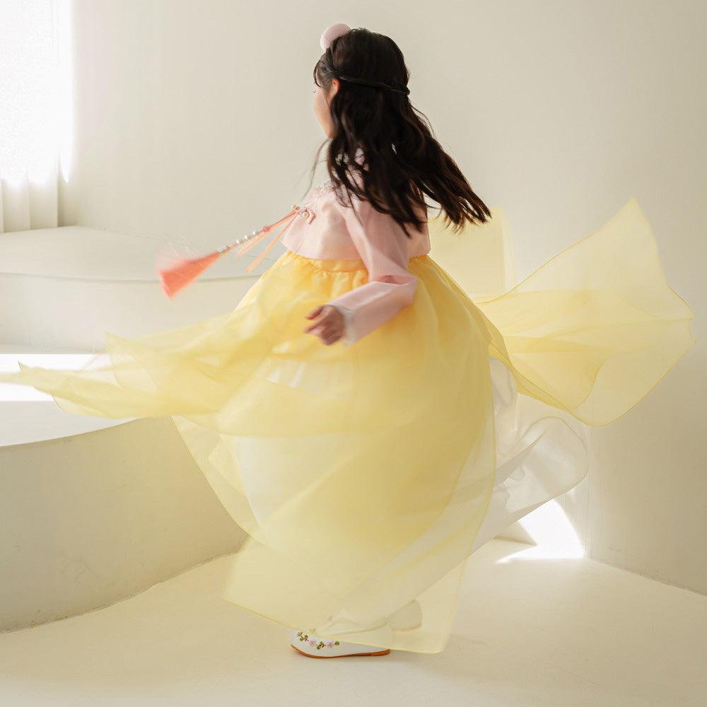 Youl Flared Yellow Girl Hanbok (100D-15YR) - Native Korean