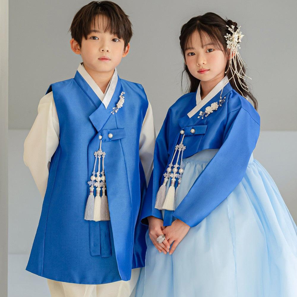 Yuhan Blue Ivory Boy Hanbok (100D-15YR) - Native Korean