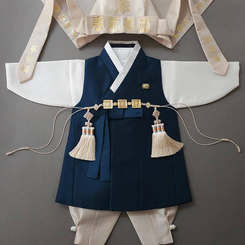 Yuhan Navy Ivory Boy Hanbok (100D-15YR) - Native Korean