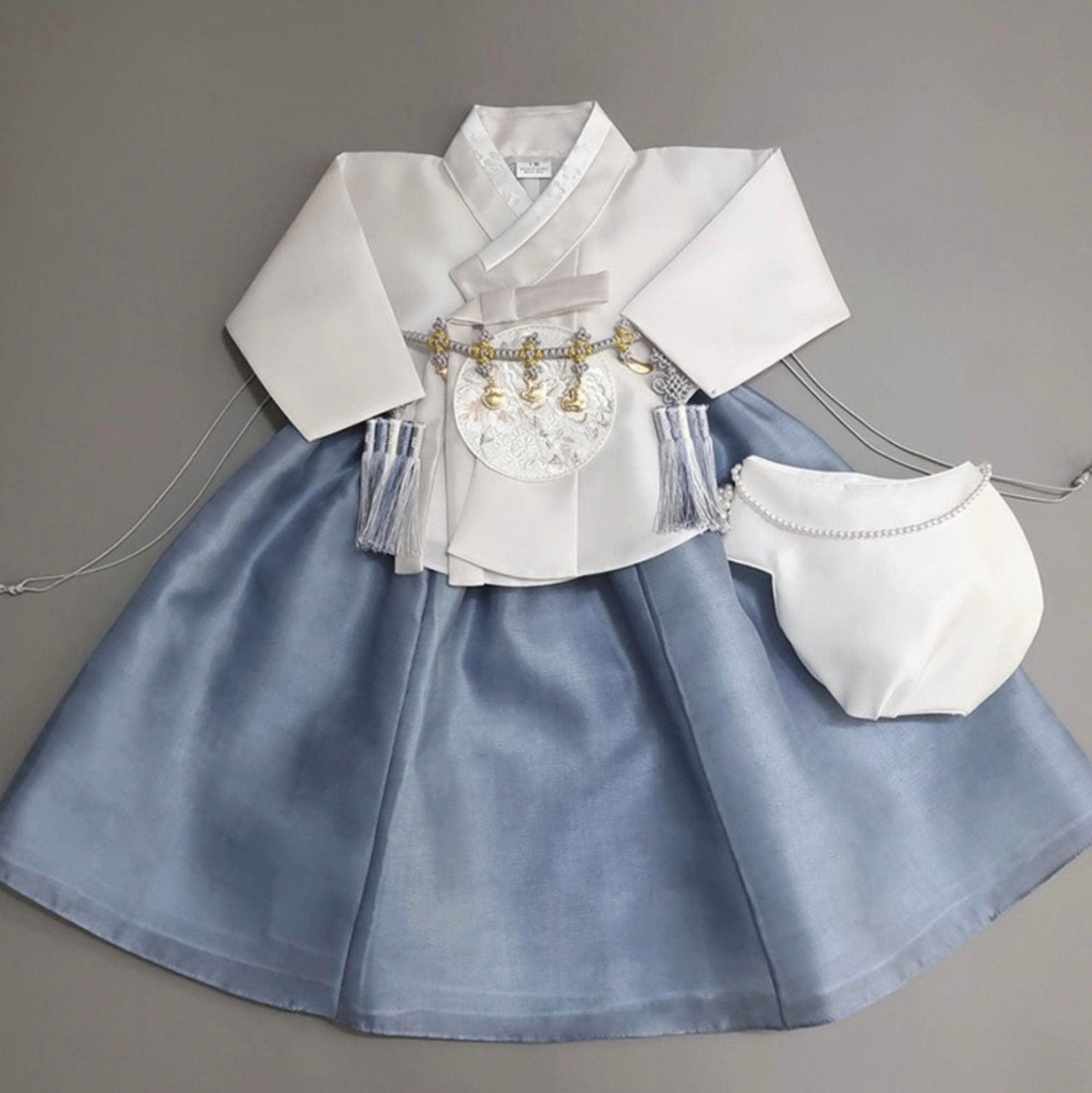 Yuhee Blue Skirt -Four Designs Top Girl Hanbok (100D-15YR) - Native Korean