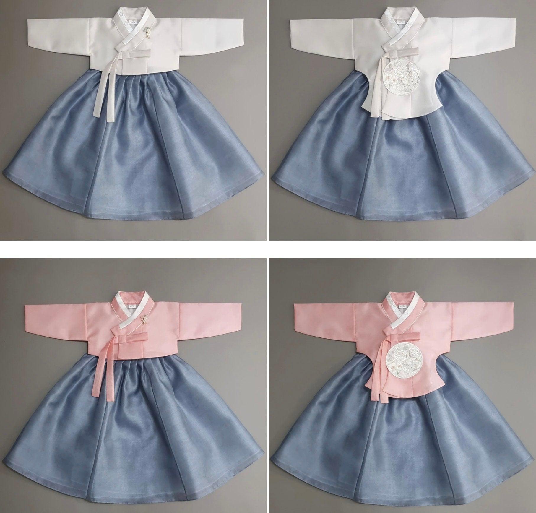 Yuhee Blue Skirt -Four Designs Top Girl Hanbok (100D-15YR) - Native Korean