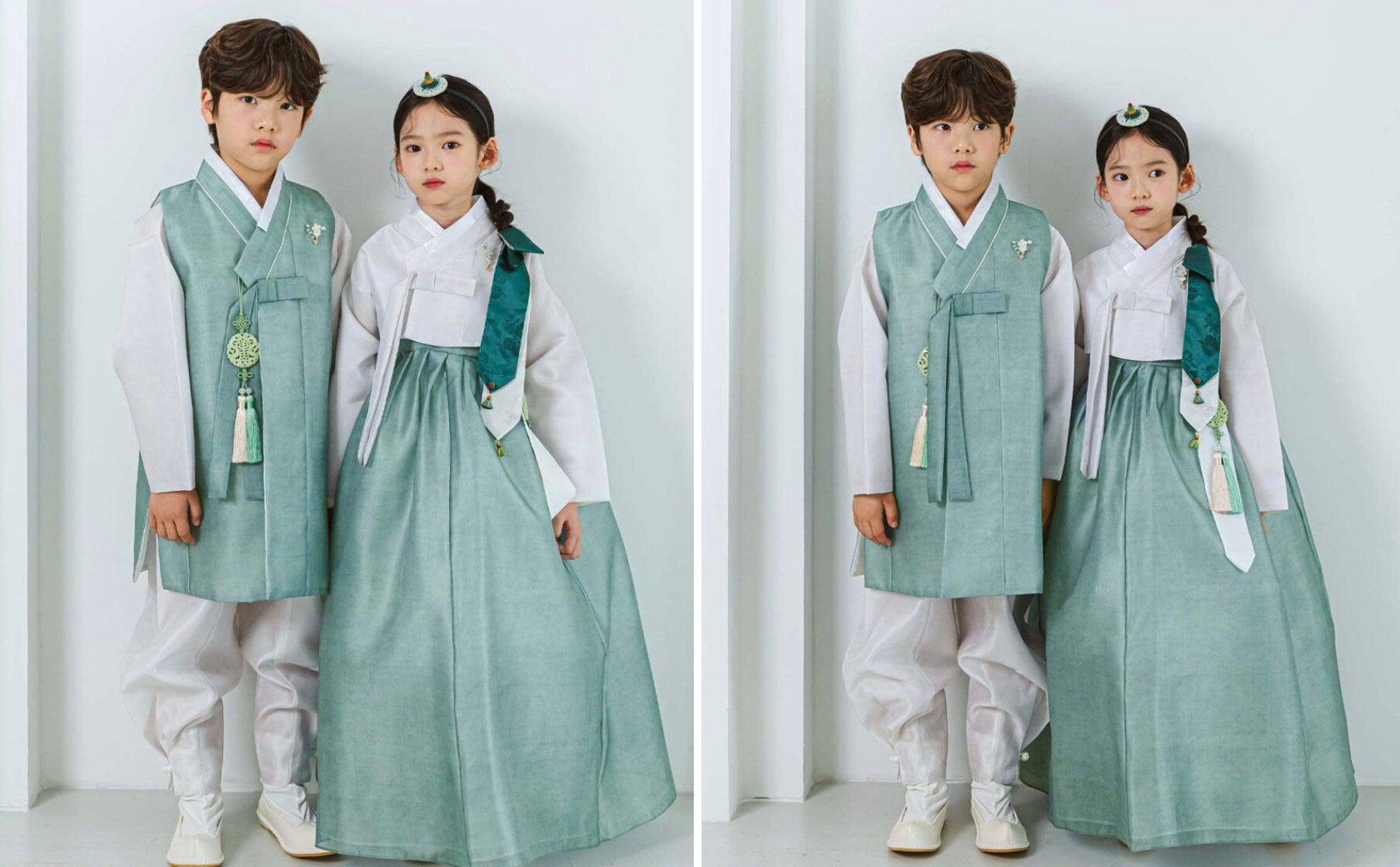 Yuhee Jeogori Green Girl Hanbok (100D-15YR) - Native Korean