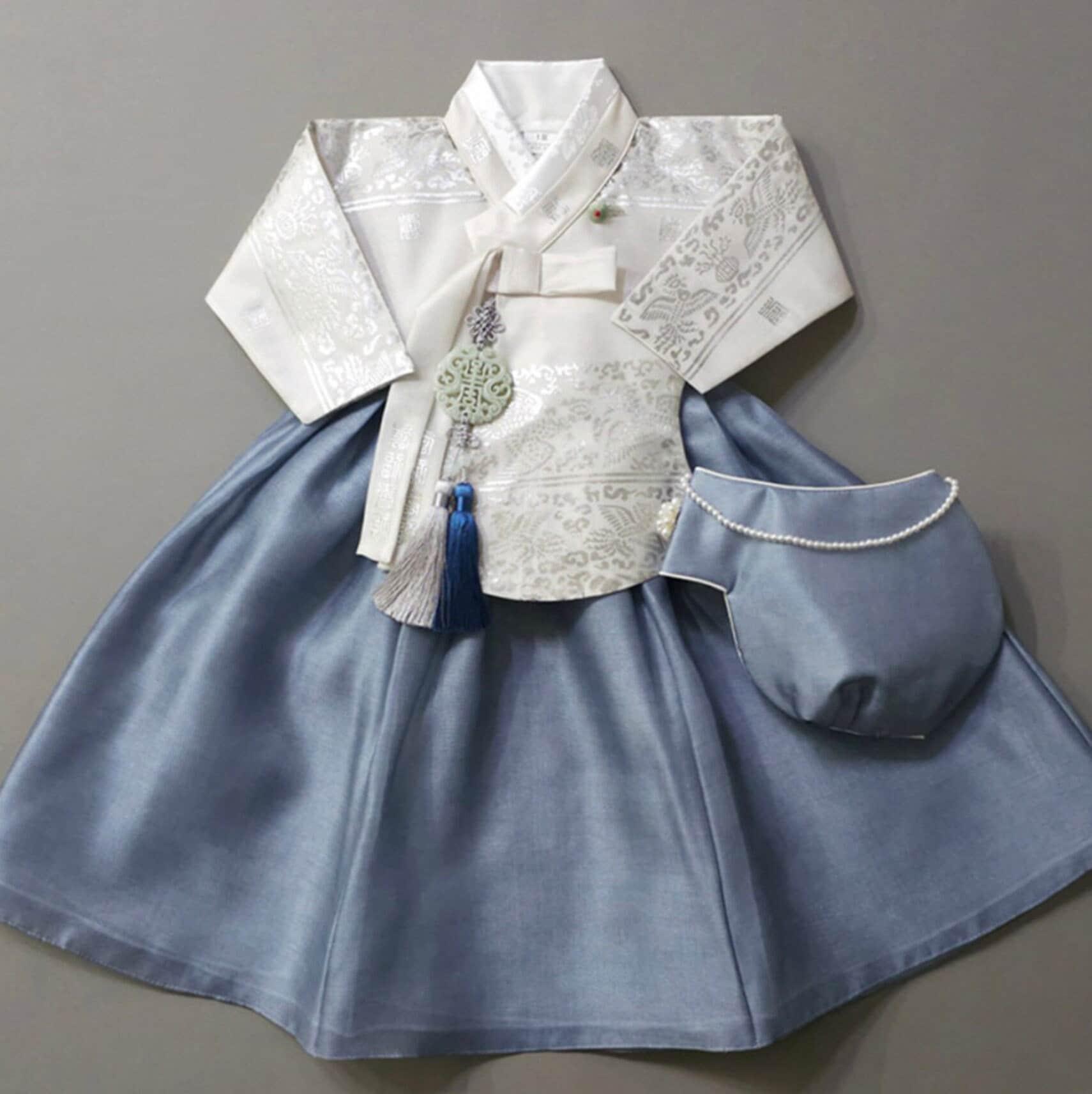 Yuhee Silver Foil L.beige-Five Colors Skirt Girl Hanbok(100D-10YR) - Native Korean