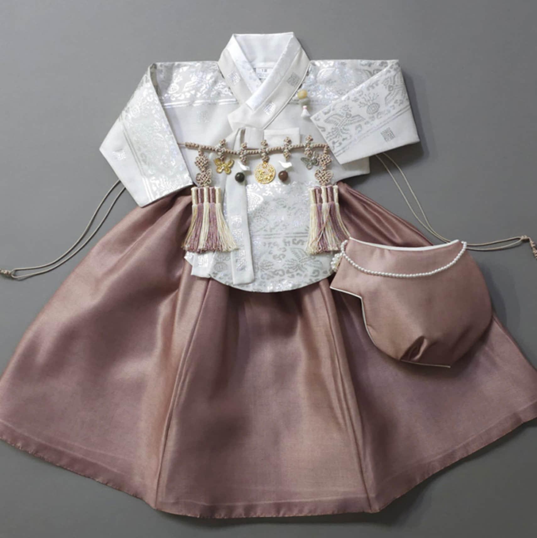 Yuhee Silver Foil L.beige-Five Colors Skirt Girl Hanbok(100D-10YR) - Native Korean