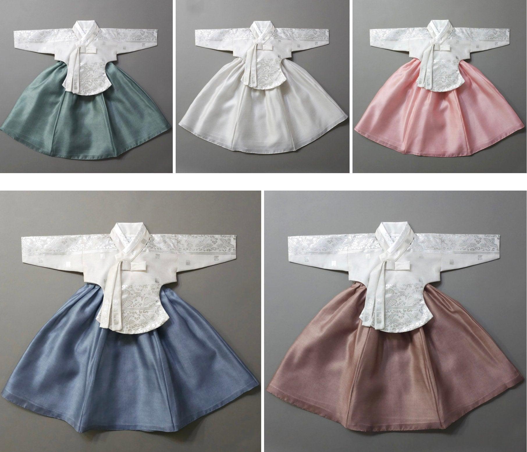 Yuhee Silver Foil L.beige-Five Colors Skirt Girl Hanbok(100D-10YR) - Native Korean