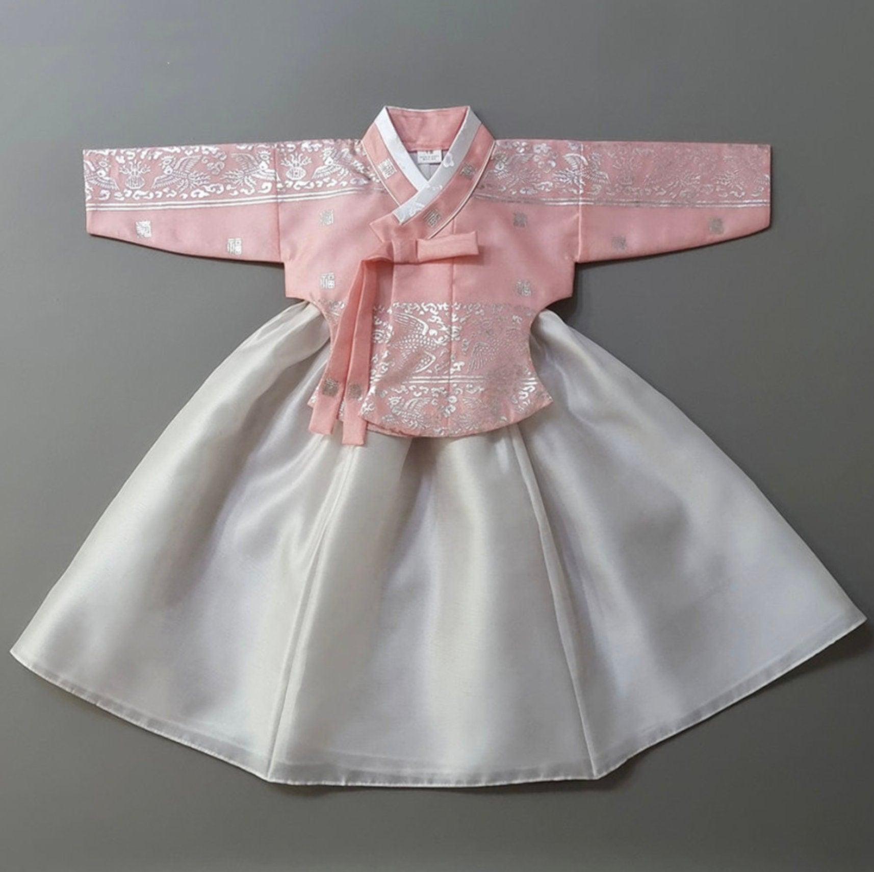 Yuhee Silver Foil Pink Girl Hanbok (100D-10YR) - Native Korean