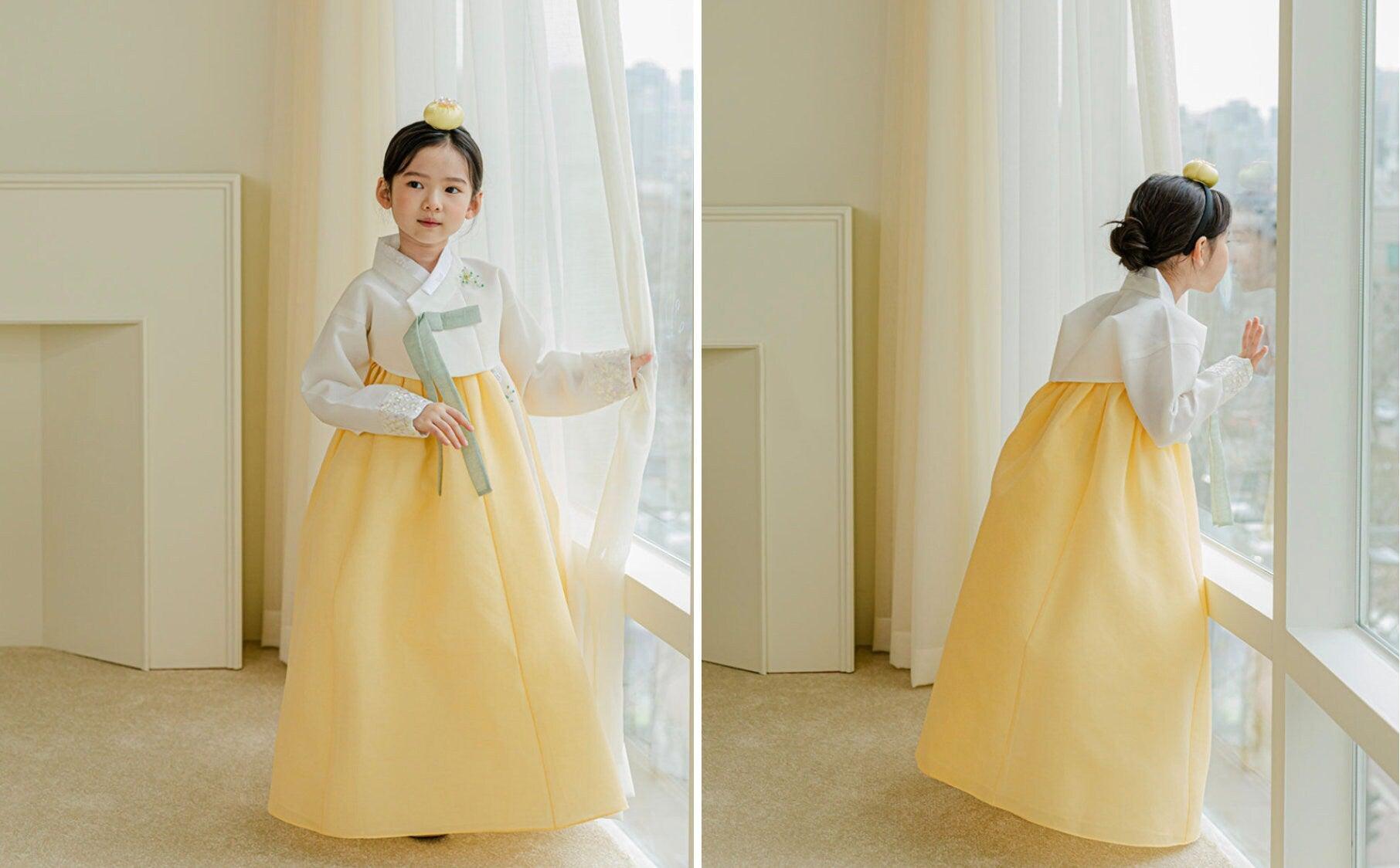 Yujin Jeogori Yellow Girl Hanbok (100D-10YR) - Native Korean