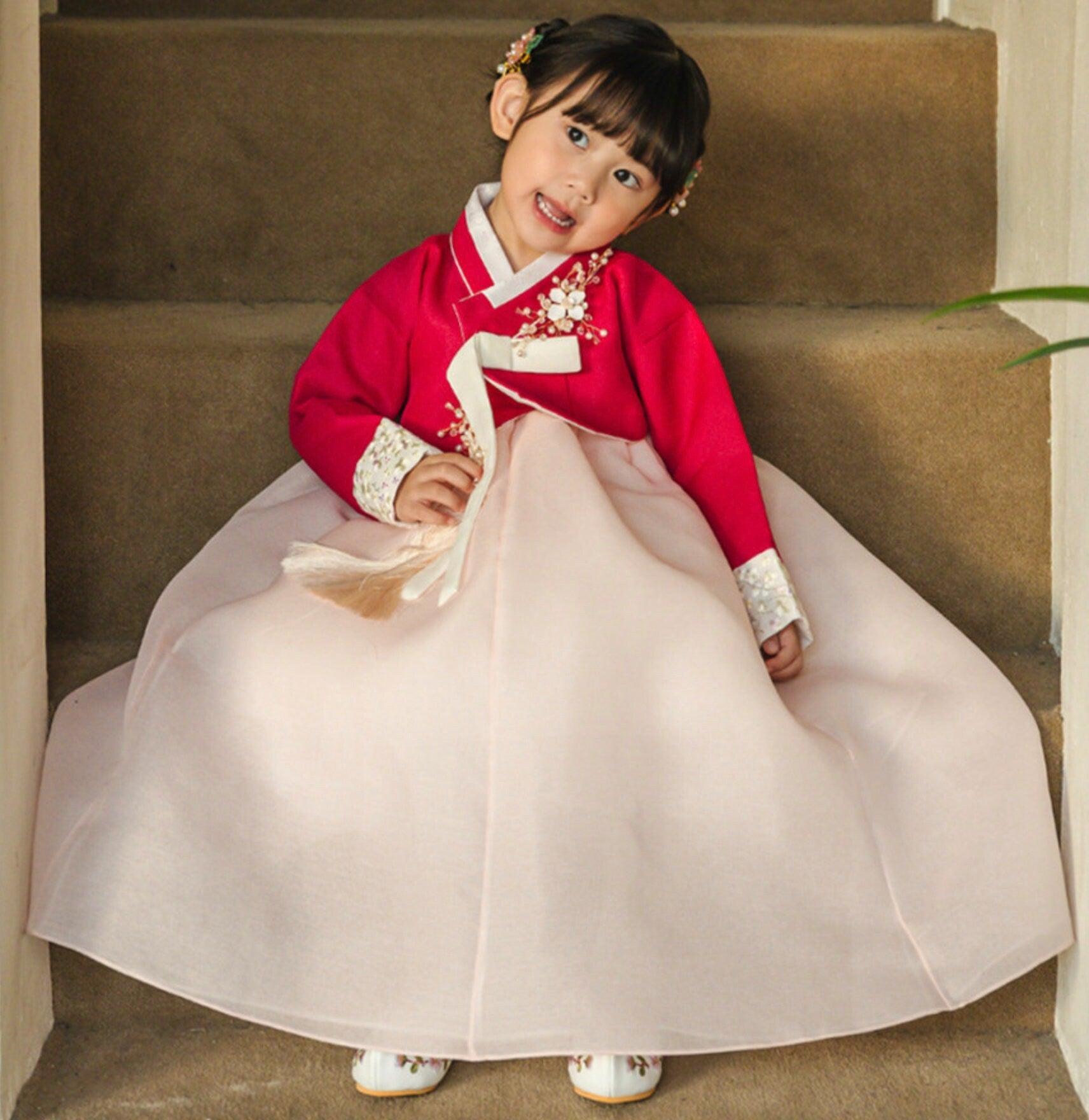 Yujin Magenta Jeogori L.Pink Girl Hanbok (100D-15YR) - Native Korean