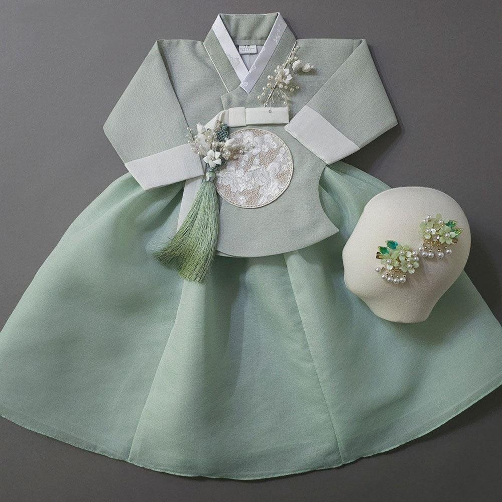 Yujin Mint Skirt-7 Color Top Girl Hanbok (100D-15YR) - Native Korean