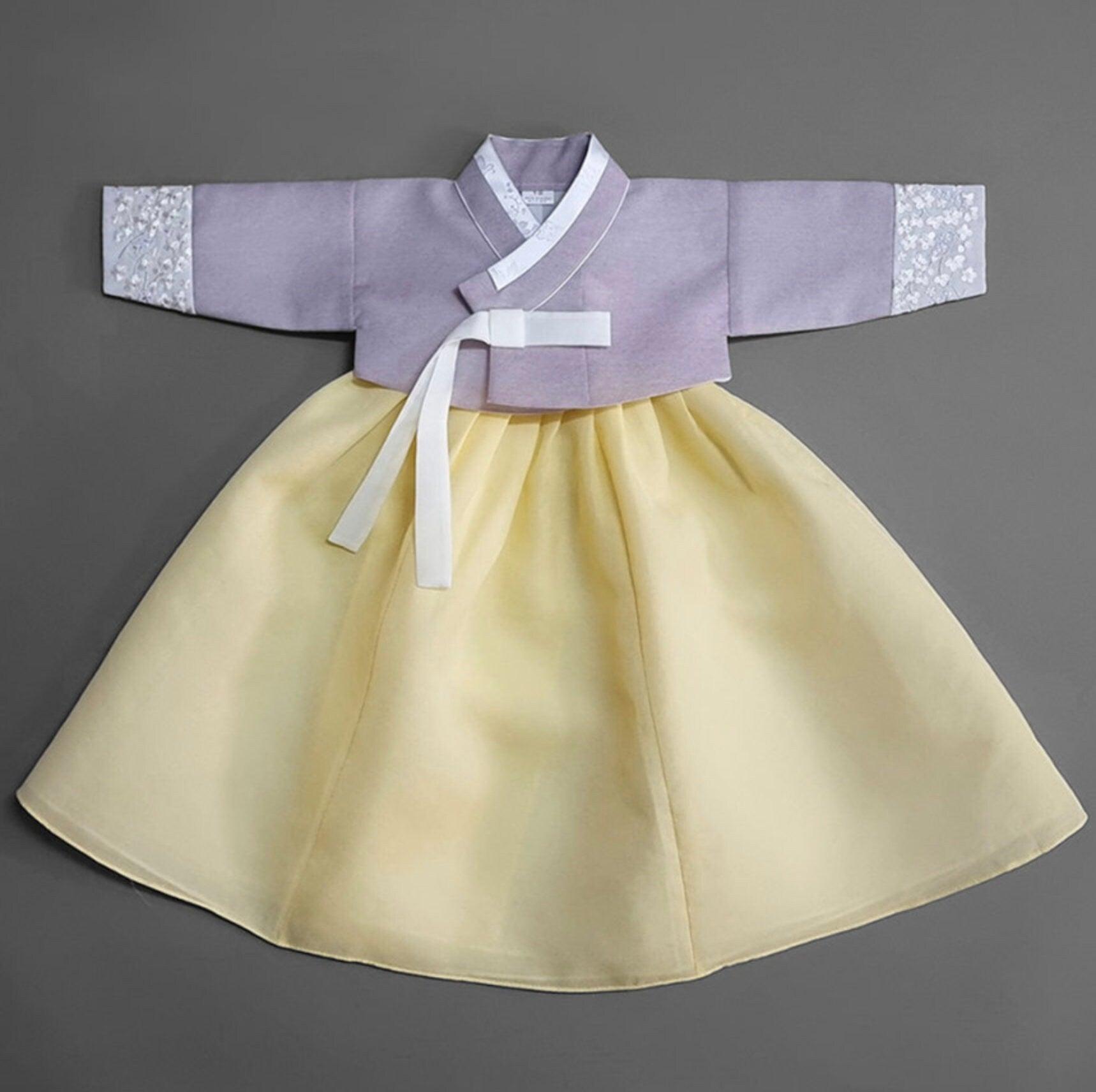 Yujin Purple Jeogori-Yellow Skirt Girl Hanbok (100D-15YR) - Native Korean