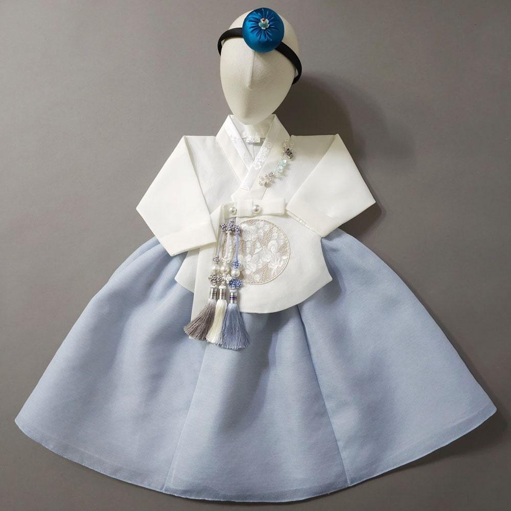 Yujin White Dangui Sky Girl Hanbok (100D-15YR) - Native Korean