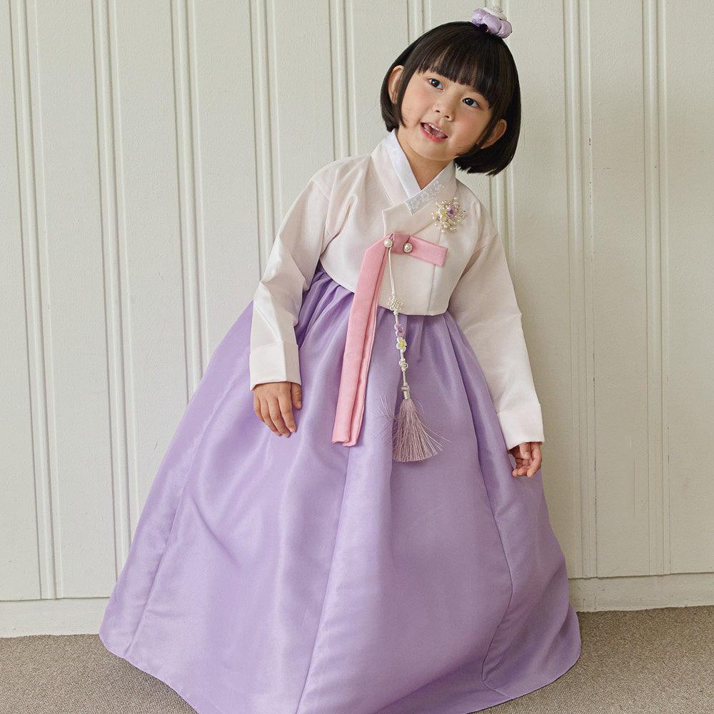 Yumin Beige Purple Girl Hanbok - Native Korean
