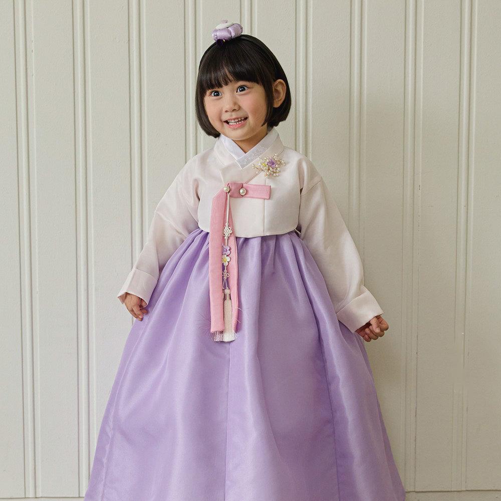 Yumin Beige Purple Girl Hanbok - Native Korean