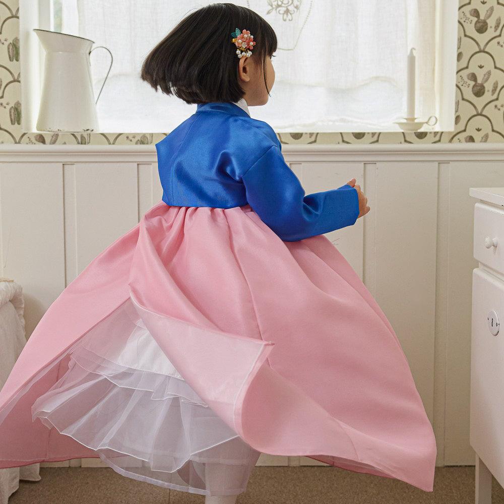 Yumin Blue Pink Girl Hanbok (100D-15YR) - Native Korean