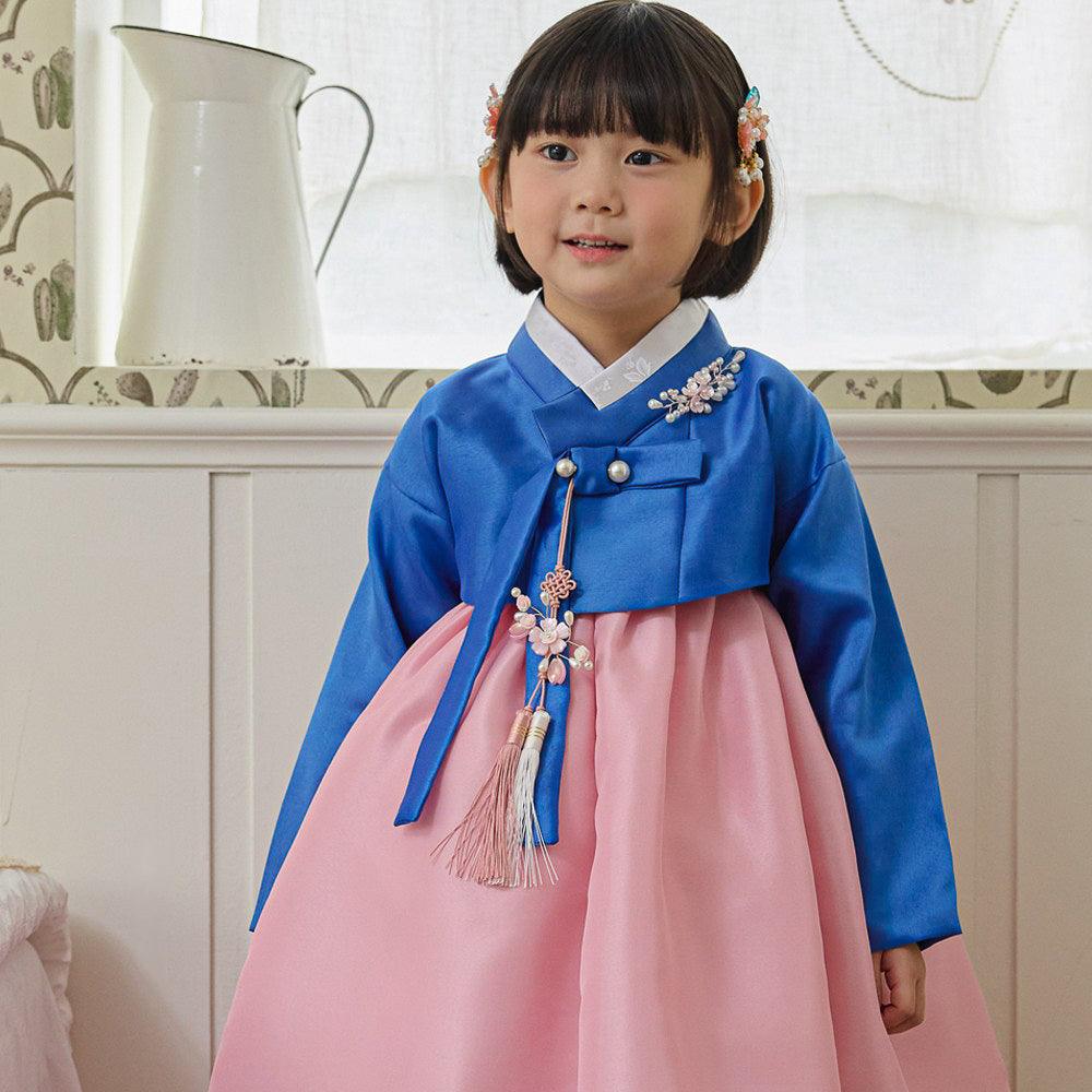 Yumin Blue Pink Girl Hanbok (100D-15YR) - Native Korean