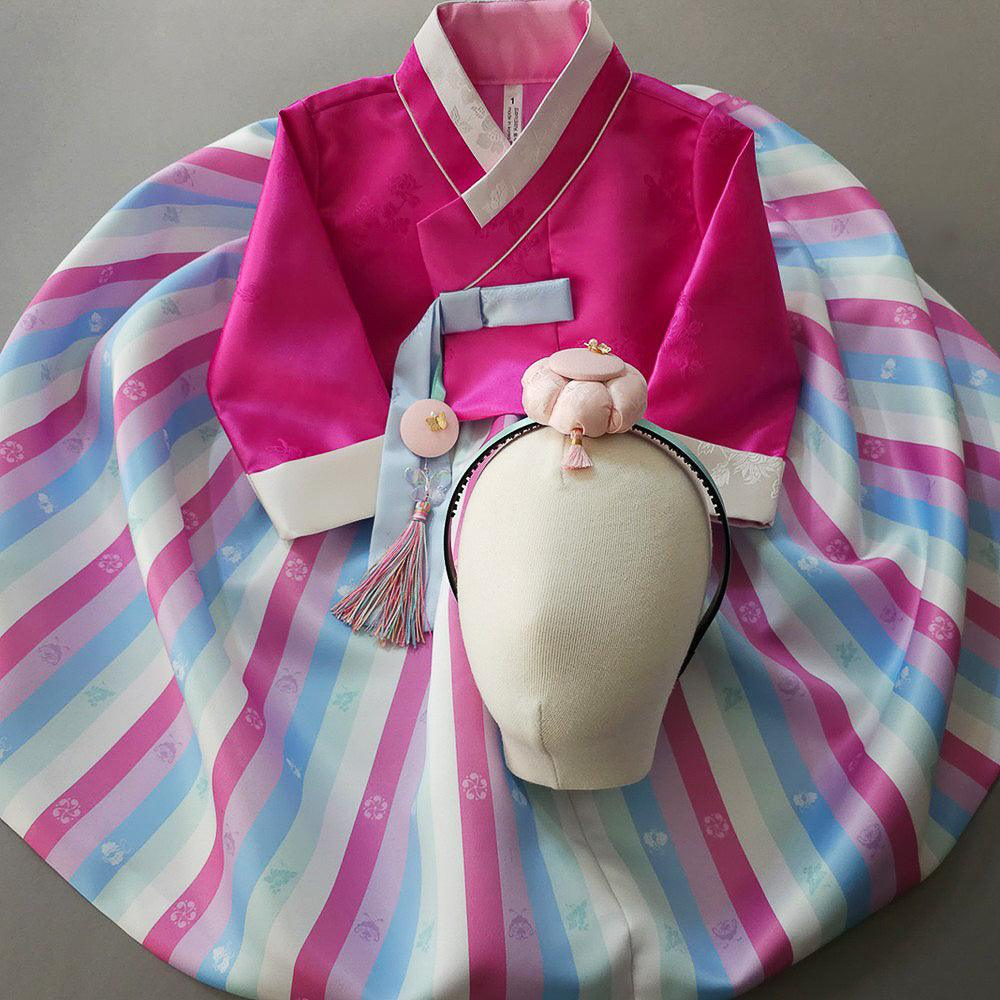 Yun Pink Saekdong Girl Hanbok (1-8YR) - Native Korean