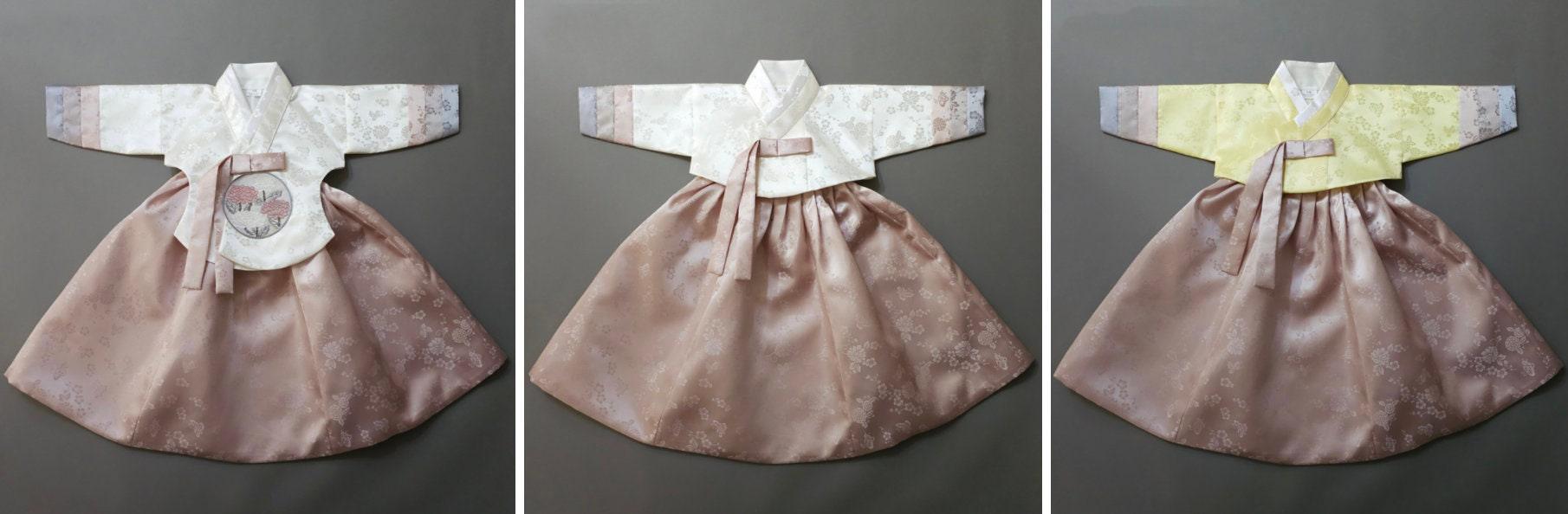 Yunjae Beige Pink Skirt Girl Hanbok (100D-15YR) - Native Korean