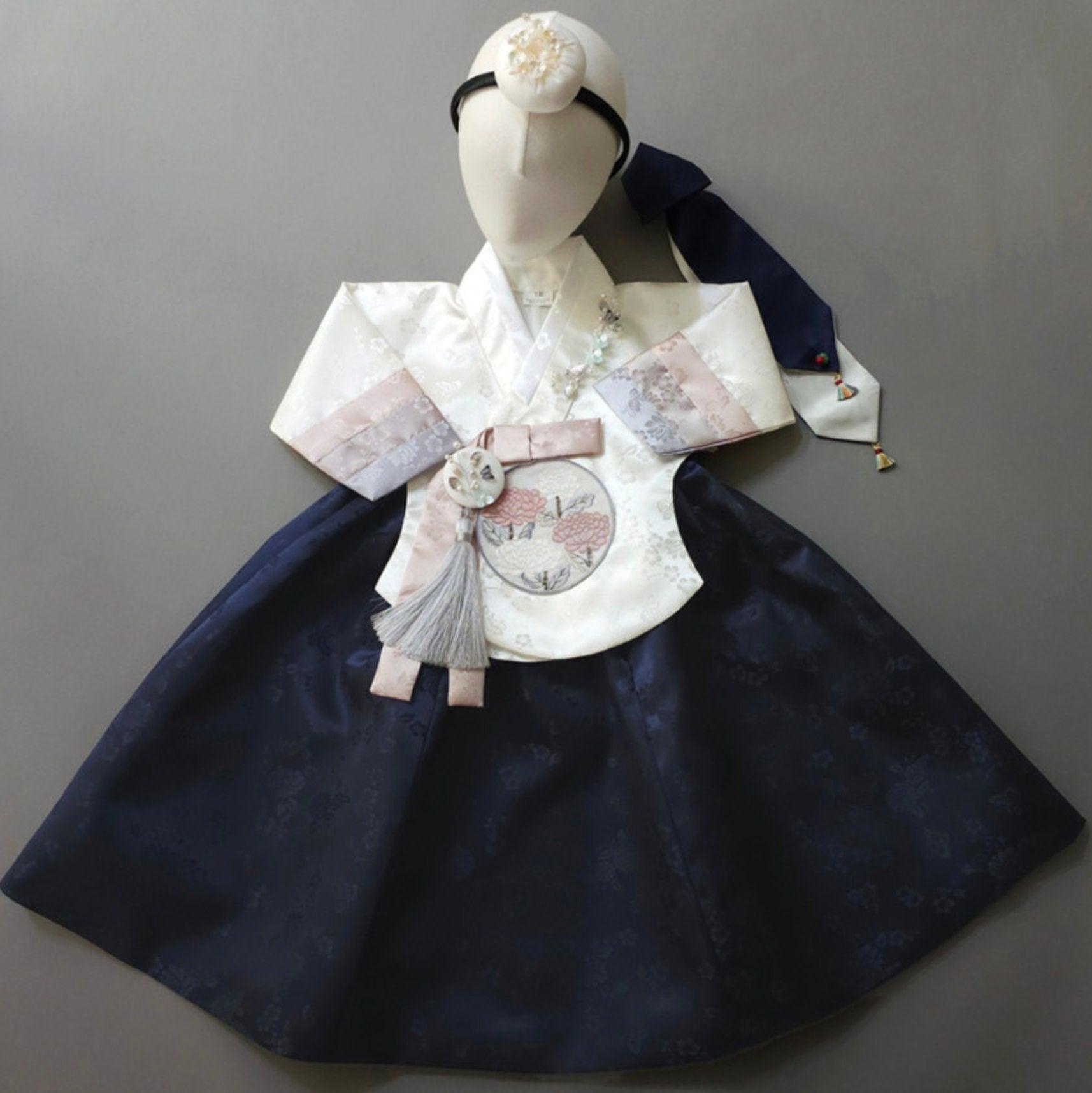 Yunjae Navy Skirt Girl Hanbok (100D-15YR) - Native Korean