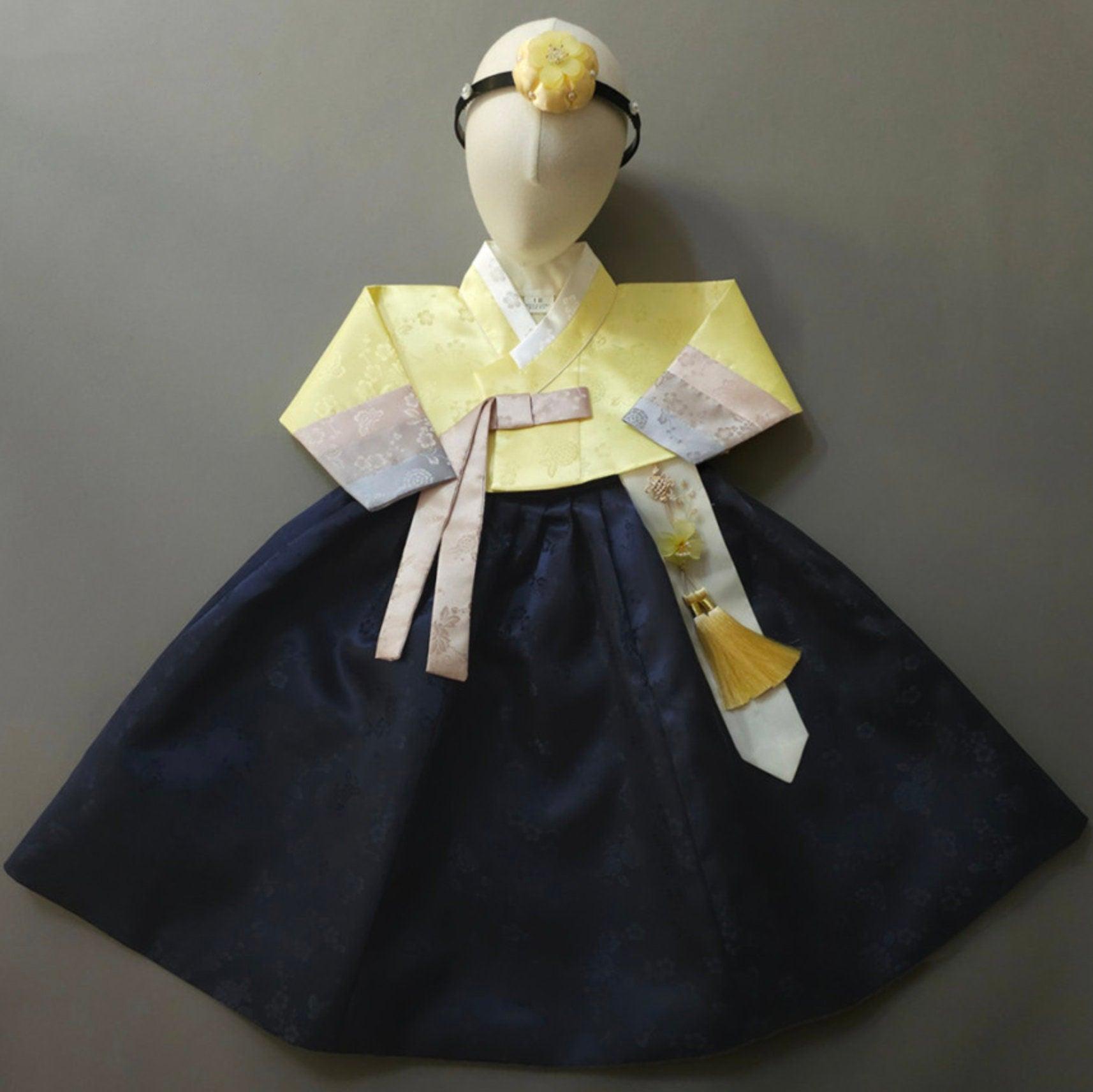 Yunjae Navy Skirt Girl Hanbok (100D-15YR) - Native Korean