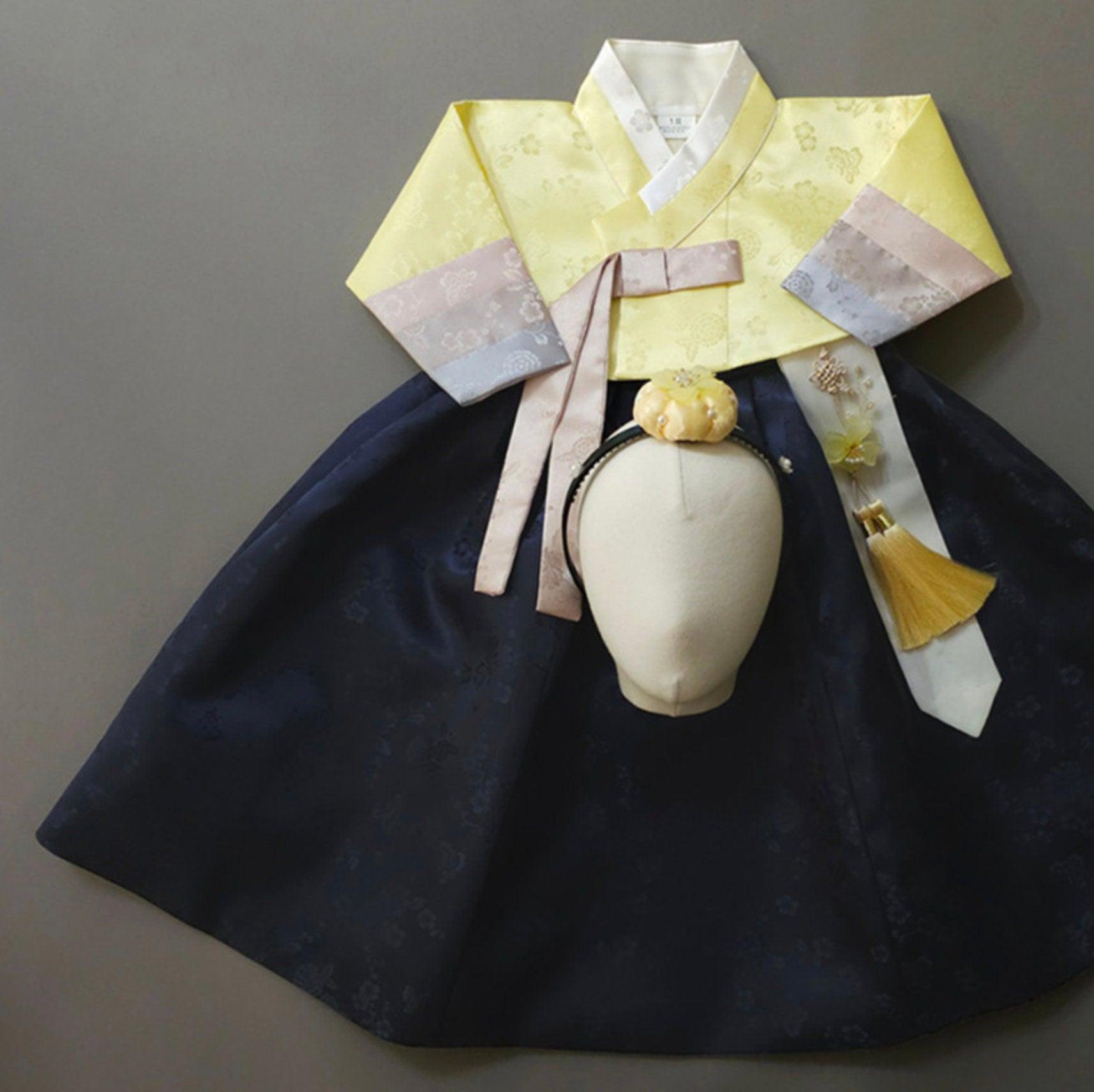 Yunjae Navy Skirt Girl Hanbok (100D-15YR) - Native Korean