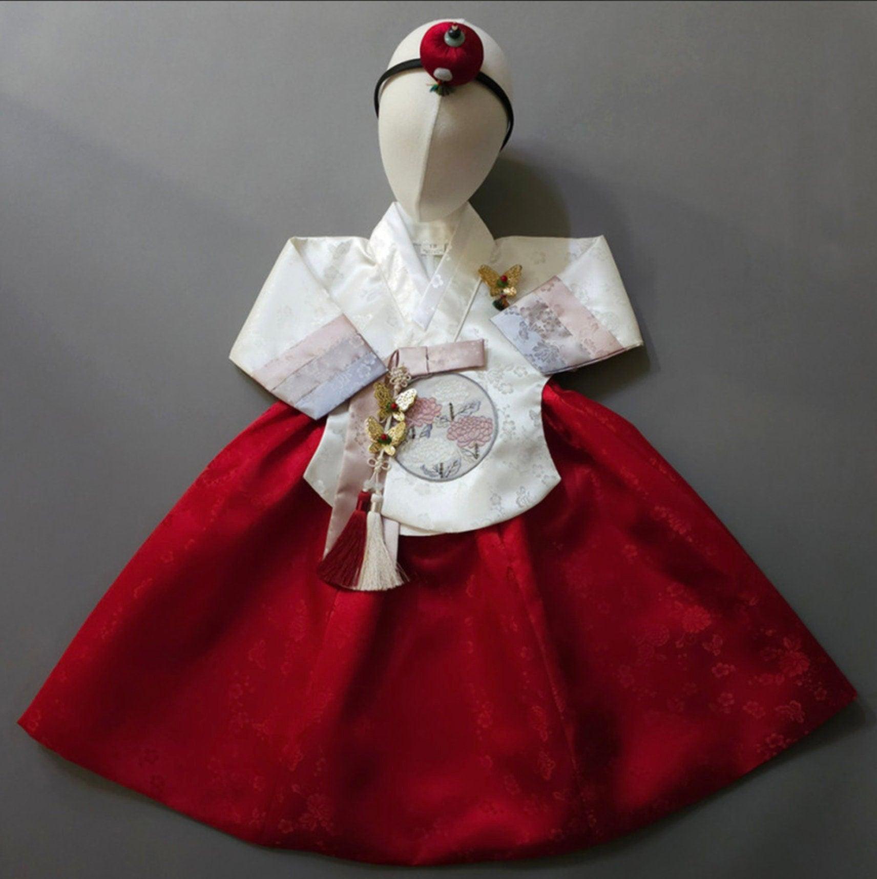 Yunjae Red Skirt Girl Hanbok (100D-15YR) - Native Korean