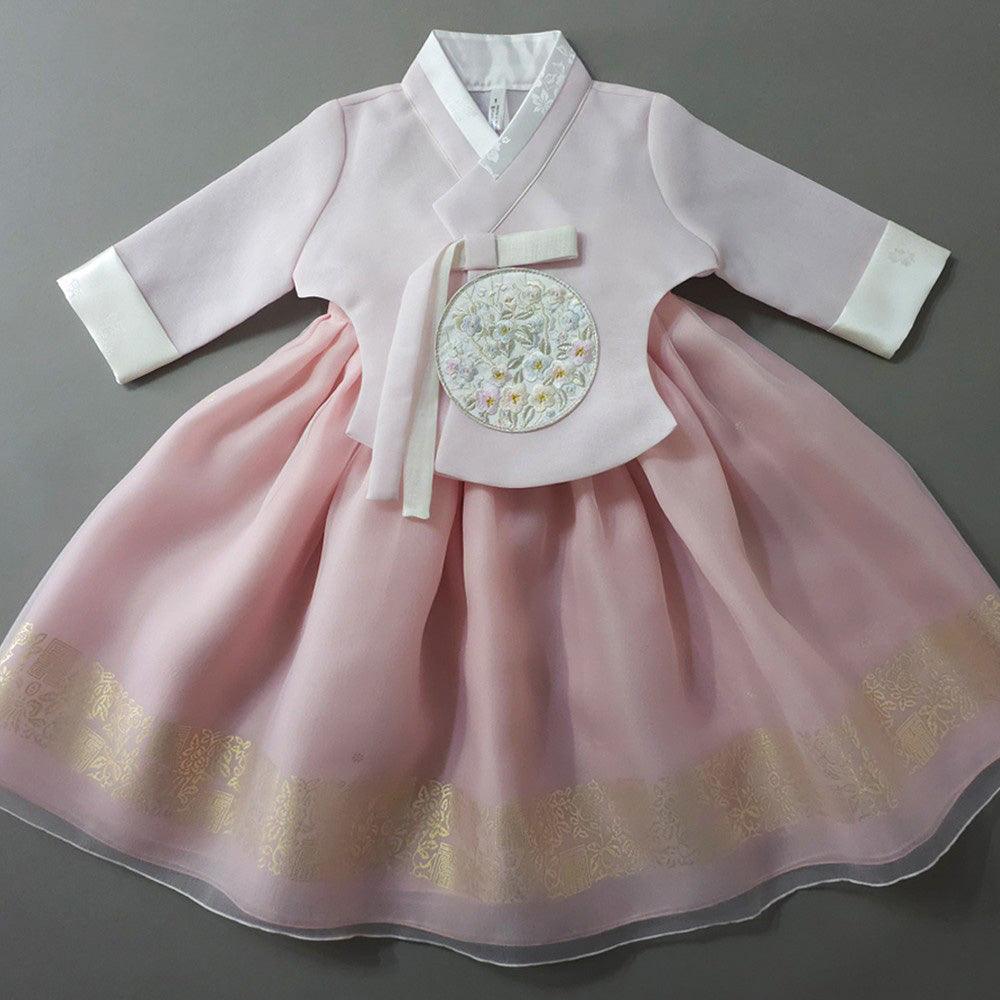 Yurim Gold Foil Pink Skirt Girl Hanbok (1-10YR) - Native Korean