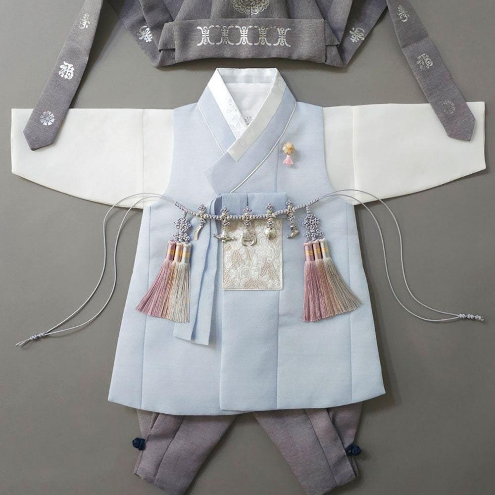 Yusin Sky Solid Boy Hanbok (100D-10YR) - Native Korean
